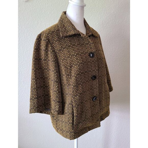 Vtg‎ Coldwater Creek Women Corduroy Car Coat Jacket PM Petite Medium Gold Black - Picture 4 of 10